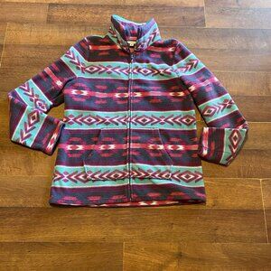 Sonoma Fleece Full-Zip Jacket - Size M Multicolored- Tribal Print With Pockets